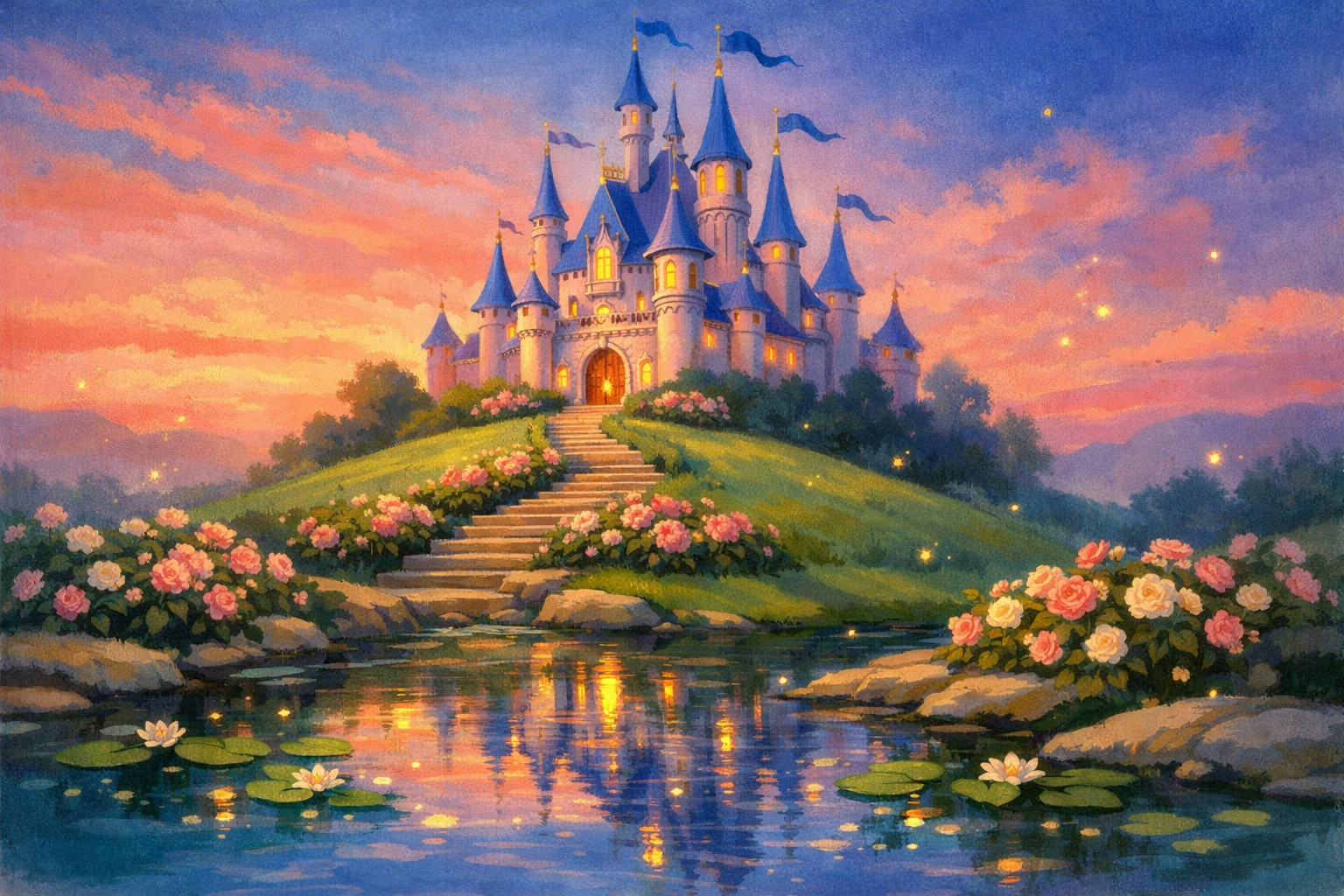 Disney klasik sihirli kale illüstrasyonu