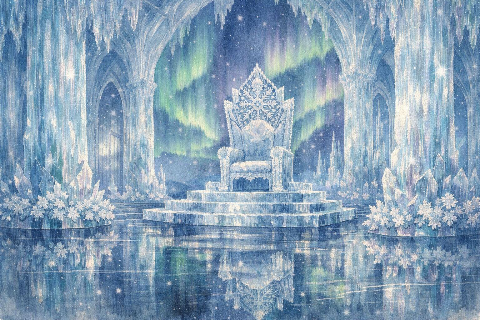 Karlar Kraliçesi filminden buzdan saray sahnesi